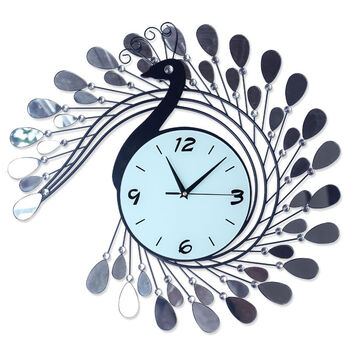 乔希(gossi) 孔雀铁艺挂表现代简约创意时钟大号时尚夜光石英钟超静音