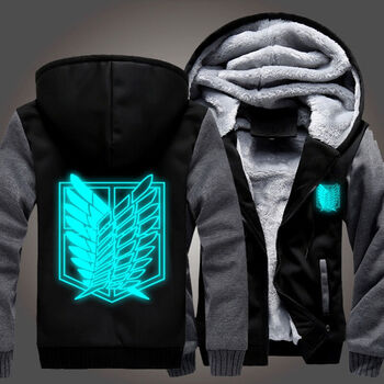 加绒厚秋冬装外套动漫衣服 自由之翼夜光插肩黑 2xl【图片 价格 品牌 