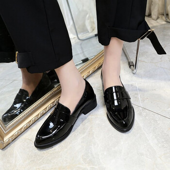 我的前半生袁泉唐晶鞋英伦风女鞋复古小皮鞋女学院风粗跟单鞋 黑色