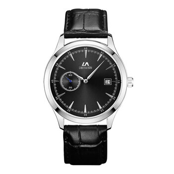 励柏艾顿(la)手表石英男 商务系列大三针休闲牛皮防水石英男士手表