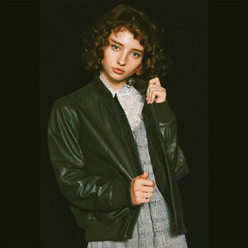 情侣款飞行员皮夹克2017秋冬小羊皮男女ma1皮衣(明星ella同款) 墨绿色