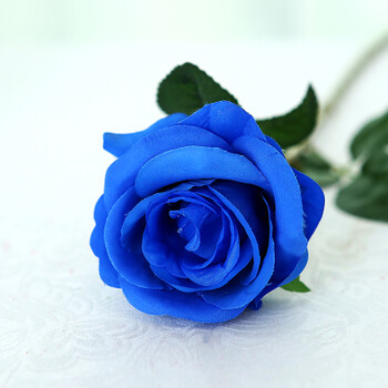 仿真玫瑰花束套装塑料花假花单支客厅装饰花绢花家居摆件花艺绽放蓝色