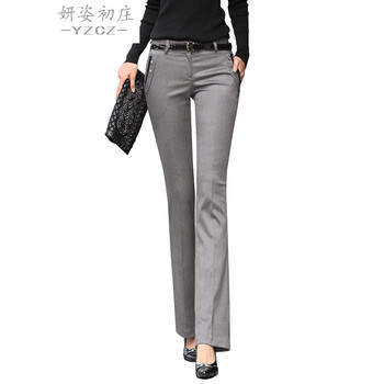 
                                        妍姿初庄  2016秋季新品韩版新款修身女士休闲西装裤长裤女 B787款灰色 M                