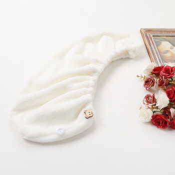 小熊 吸水加大加厚浴帽干发帽超细纤维柔软干发毛巾浴帽 白色