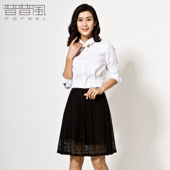 普普风商场同款2015夏季新款女装优雅气质绣花蕾丝半身裙中裙6131 黑色 L