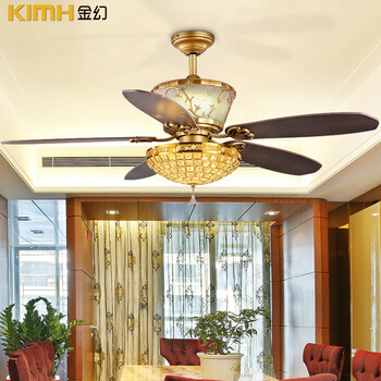 金幻吊扇灯风扇灯奢华水晶灯具客厅餐厅吊灯 52寸壁控版LED4W+18W必须2火1零线