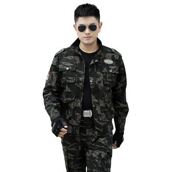 迷彩服套装男户外耐磨战术野战服作训服军训服军迷服饰春夏款 黑色