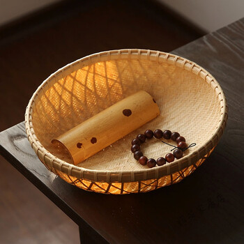 线篮 手工竹编 收纳篮 针线篮 点心篮 传统竹编 中号