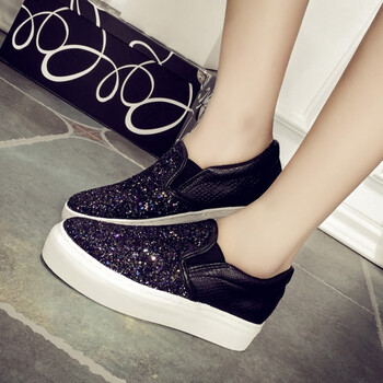 乐福鞋女单鞋皮鞋厚底懒人鞋亮片休闲内增高女鞋板鞋韩版女帆布鞋