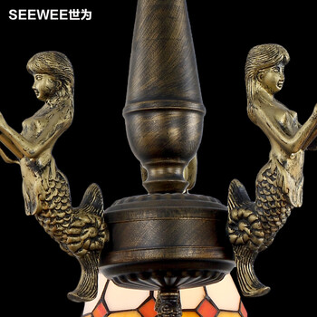 世为SEEWEE  欧式吊灯田园地中海灯创意客厅灯具蒂凡尼卧室吊灯餐厅灯饰 黄色6头吊灯