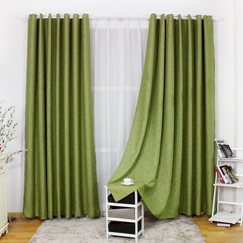 成品定制棉麻窗帘亚麻遮光布卧室客厅阳台简约现代遮光帘窗帘布 绿色
