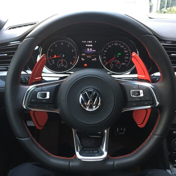 适用于大众新尚酷速腾polo凌渡gti高尔夫7rline方向盘换挡拨片运动红