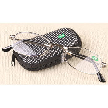 多功能折叠老花镜水晶男女式老花眼带镜盒 250度