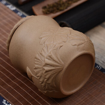 
                                        博度 粗陶茶叶罐子 陶瓷密封罐 茶罐陶罐 大号储藏罐 醒茶罐 出水芙蓉                