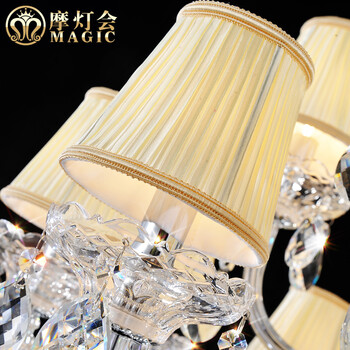 摩灯会 欧式吊灯 水晶灯 K9水晶布艺 卧室灯餐厅吊灯 灯具 8332-5 出口级k9水晶