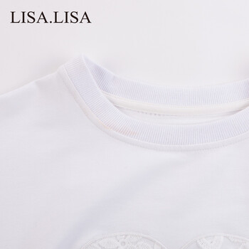 LisaLisa女装2015年夏季短款露肚脐t恤经典白色短袖T 时尚清新 白色