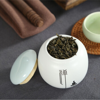 方然陶瓷茶叶罐迷你定窑青瓷手绘陶瓷茶叶罐密封储藏罐多种花色选择 禅罐-定窑青瓷陶瓷茶叶罐