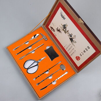 
                                        朴原良品 扬州蟹八件套装吃蟹工具阳澄湖大闸蟹套装仿红木礼盒装 蟹八件木盒                