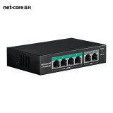 磊科（netcore）S6P 6口百兆POE交换机 监控摄像头分离器 非网管网络交换器 网线供电 AI智能企业级 金属机身