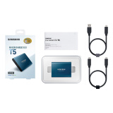 三星（SAMSUNG） 500GB Type-c USB 3.1 移动固态硬盘（PSSD） T5 蓝色 传输速度540MB/s 安全便携