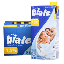 波兰进口 Biale 高温灭菌半脱脂牛奶 1L*12盒