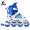 EVERVON儿童溜冰鞋 轮滑鞋儿童 闪光轮旱冰鞋 轮滑 KJ-337蓝色 附护具头盔 M号（适合35-38码，京东仓发货）