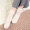 TOLORINIE 加厚加绒色纺拉毛保暖女袜地板袜月子 毛线毛袜睡眠袜子K2187 米白+灰色 22-24