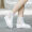 博沃尼克 防雨鞋套男女加厚底雨鞋 防水鞋套便携式防滑耐磨雨靴套成人非一次性透明平底白色36-39