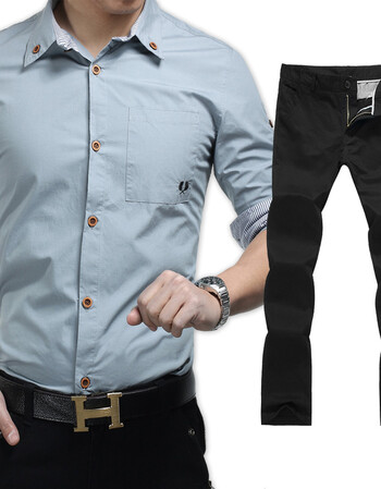 衬衫灰色 裤子黑色 xl 31