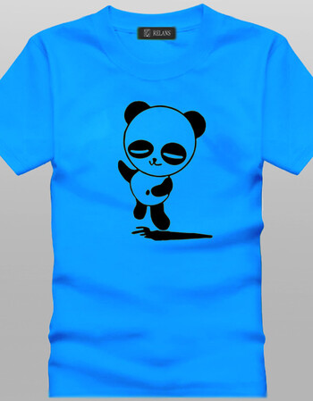 j306 relans经典卡通可爱熊宝宝搞笑趣味圆领精梳纯棉短袖t恤 蓝色