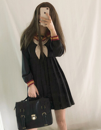 18软妹春秋学生日常制服女学院风海军领水手服连衣裙复古jk裙日系直营