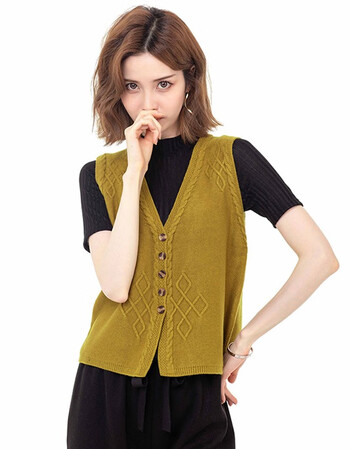 倾依色马甲女外搭春秋时尚针织背心2022年新款女士薄款毛衣小开衫洋气