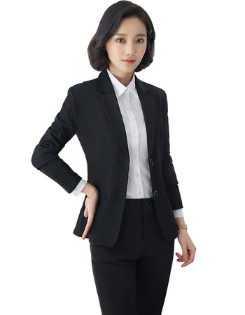职业装套装女2018新款韩版时尚气质女士长袖焦糖色西装三件套正装