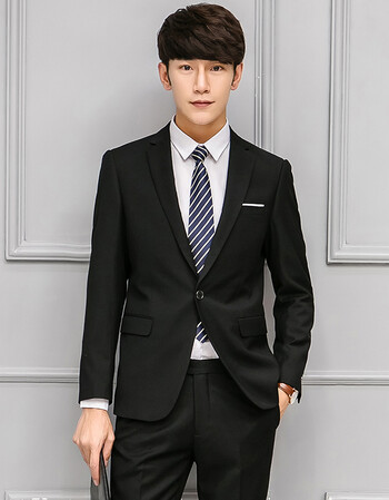 西服套装男士秋季修身三件套新郎婚礼服结婚伴郎西装男职业装正装