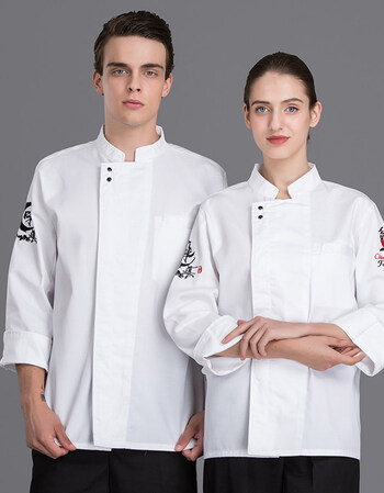 厨师工作服长袖男食堂师傅秋冬工装定制系列 (鑫航)红衣坊长袖白色 m