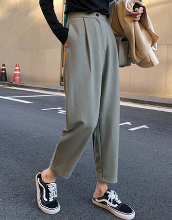 灯笼裤九分休闲萝卜裤老爹裤子宽松200斤小西裤梨形身材慕灵西豆绿色l