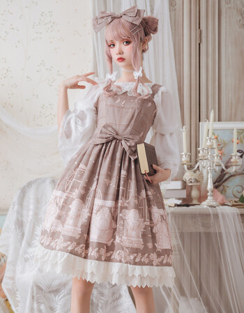 豌豆姬的考验 lolita洋装连衣裙日常少女公主裙洛丽塔连衣裙 豌豆棕 l