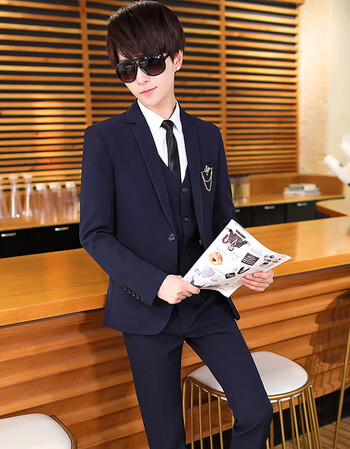 西装结婚礼服三件套学生宴会主持人休闲西装正装潮学生毕业礼服成人礼