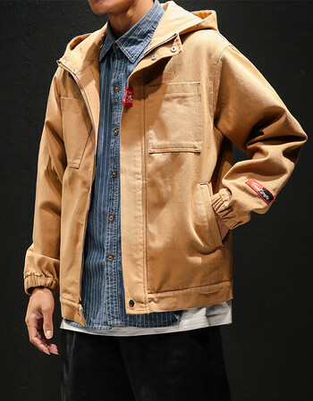 十年九夏 男装外套秋冬日系休闲外套男宽松大码夹克男 棕色 3xl