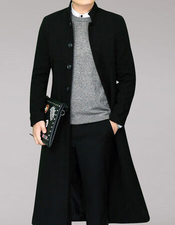 世纪男孩centuryboy风衣男超长过膝妮子大衣男青年长款韩版修身立领