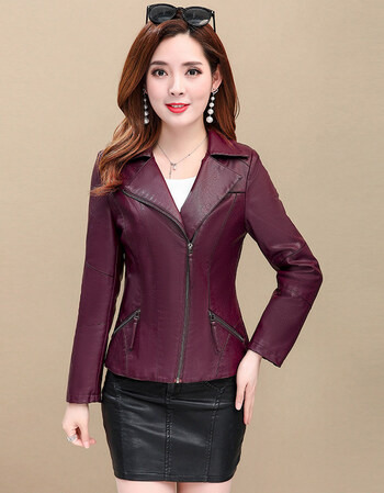 【京东商城】女王节促销女式皮外套短款2019新款春秋装拉链翻领休闲pu