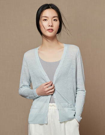 开衫女短款外搭2019春夏棉麻风格外套薄针织衫开衫文艺防晒 鸭蛋绿 m