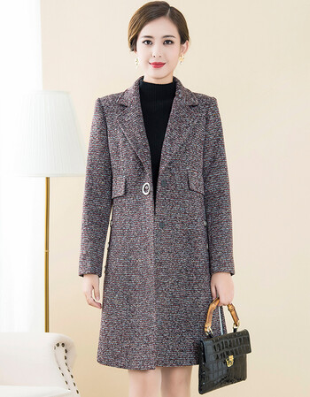 阿木王 新品女装呢子大衣女秋冬2018新款韩版修身翻领毛呢显瘦外套女