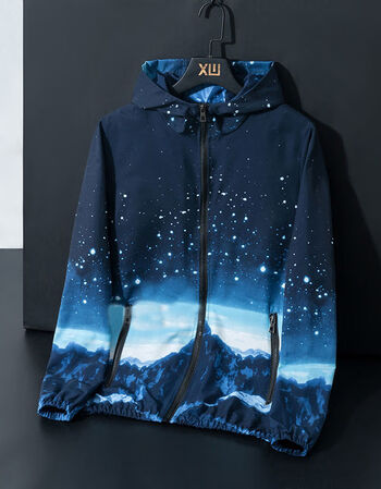 春秋季外套男两面穿韩版潮流学生帅气宽松百搭男士夹克褂子上衣服星空