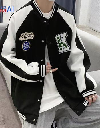 介迈春秋男士夹克运动棒球服ins潮流秋冬季百搭学生宽松加厚休闲外套 