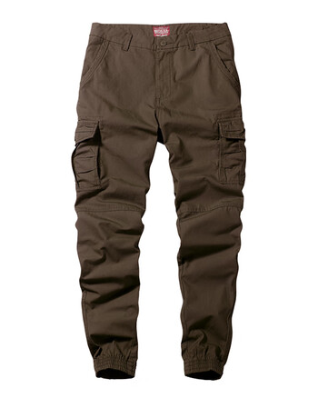 麻吉match工装裤男修身束脚户外运动潮牌休闲多口袋男士裤子6070棕色