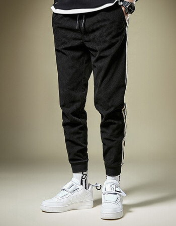 后探华夫格超柔束脚休闲男宽松冬季新款灯芯绒裤子男士哈伦裤男生小脚