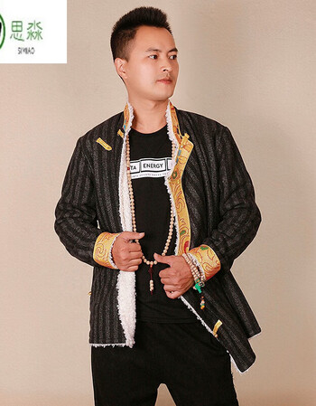 民族服装藏装男西藏服饰毛呢藏服藏族加绒保暖藏衣金边男士便装短品质定制款深灰色m 图片价格品牌报价 京东