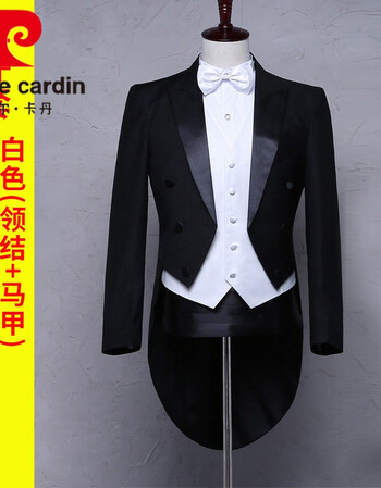 皮尔卡丹(品牌直售)燕尾服男士2020新款新结礼服影楼舞台演出美声大