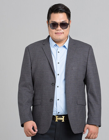 大码西装男士外套加肥加大宽松肥佬春秋西服商务休闲胖子上衣百搭